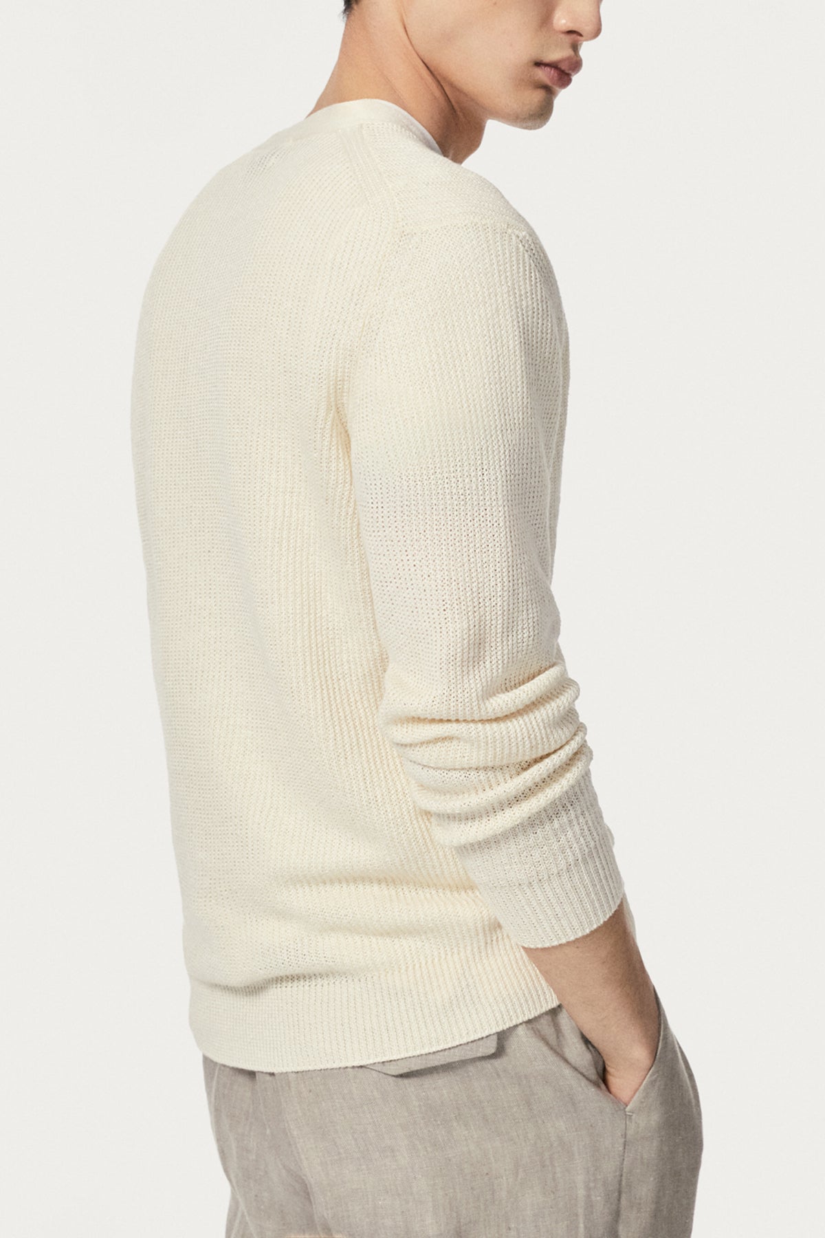 Gerippter Cardigan aus Leinen/Baumwolle