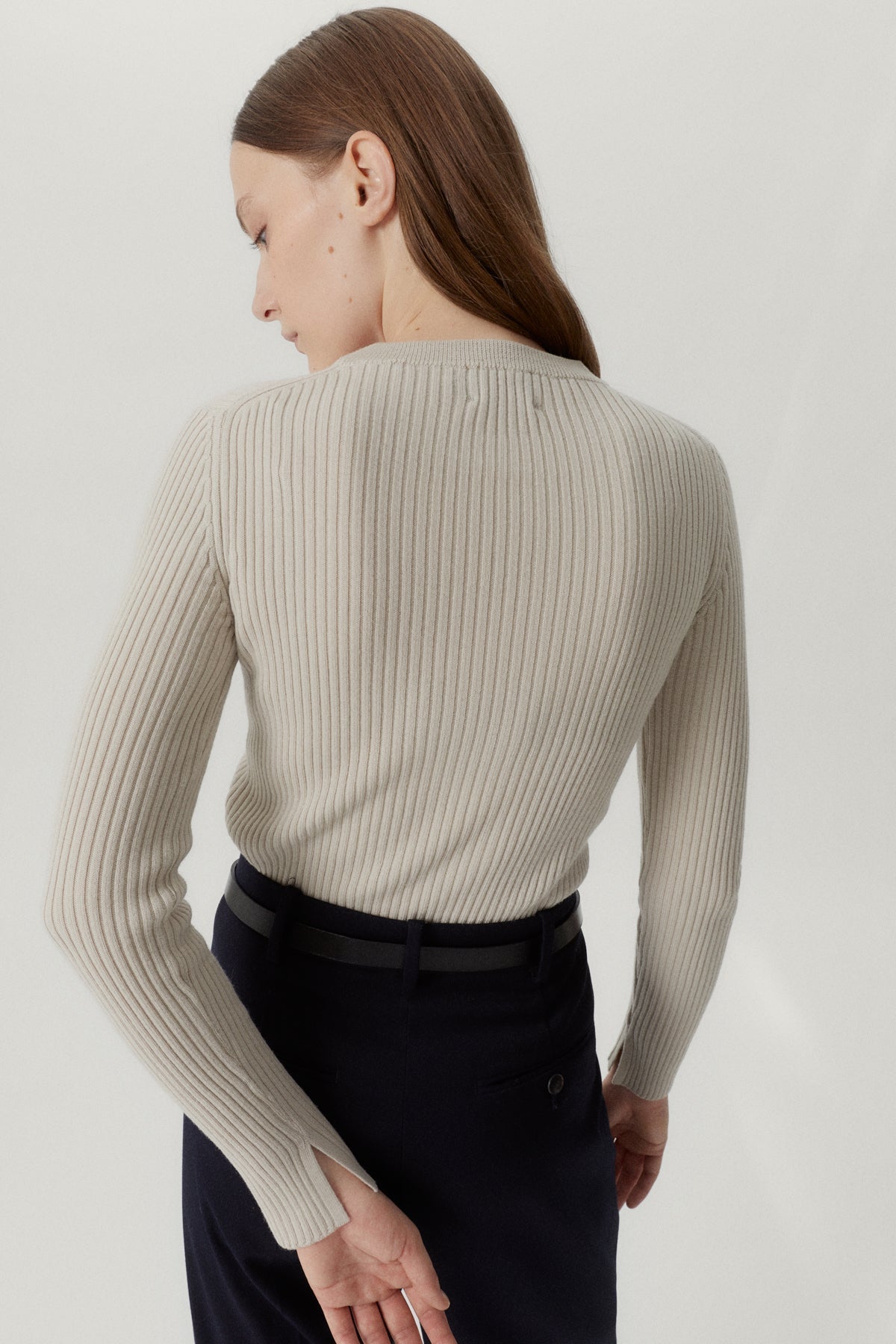 the merino wool ribbed sweater pearl