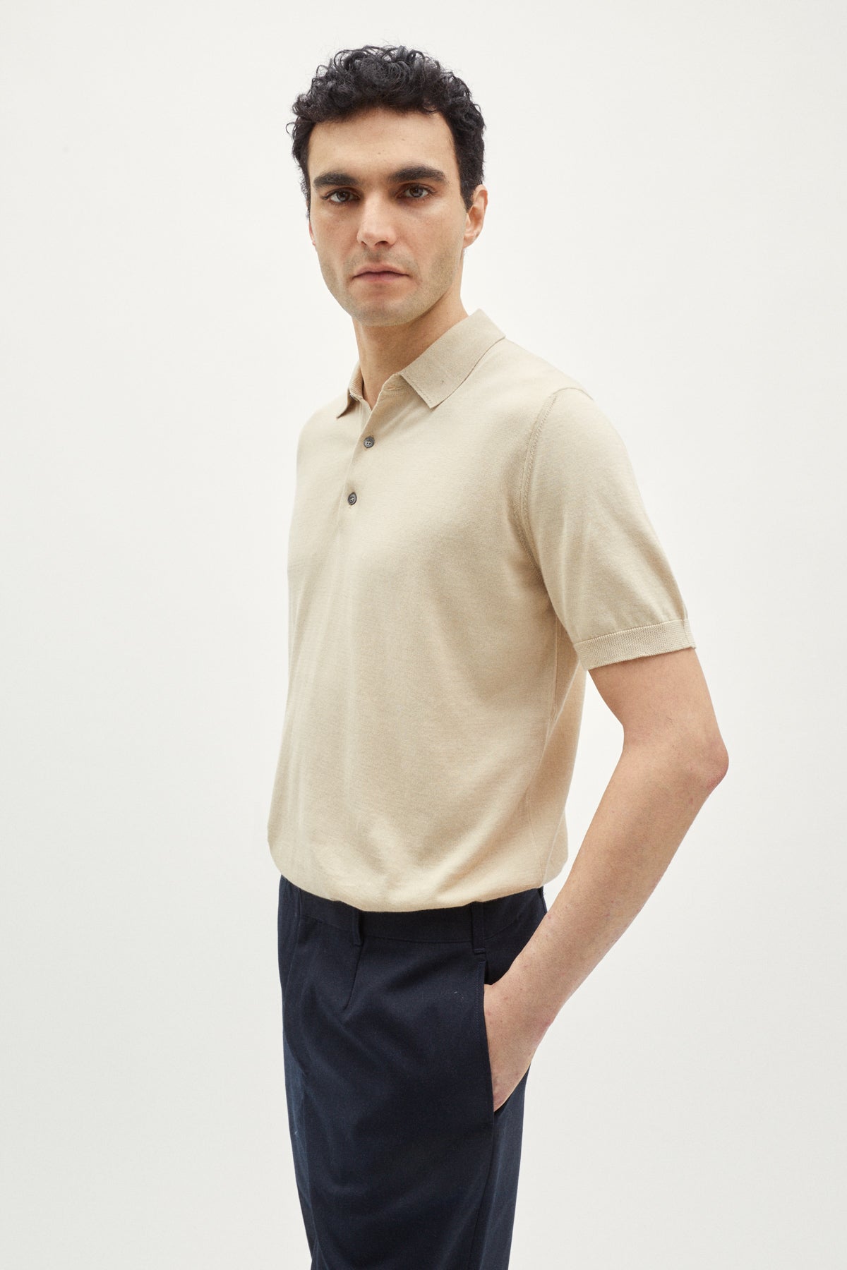 The Linen Cotton Knit T-Shirt sand