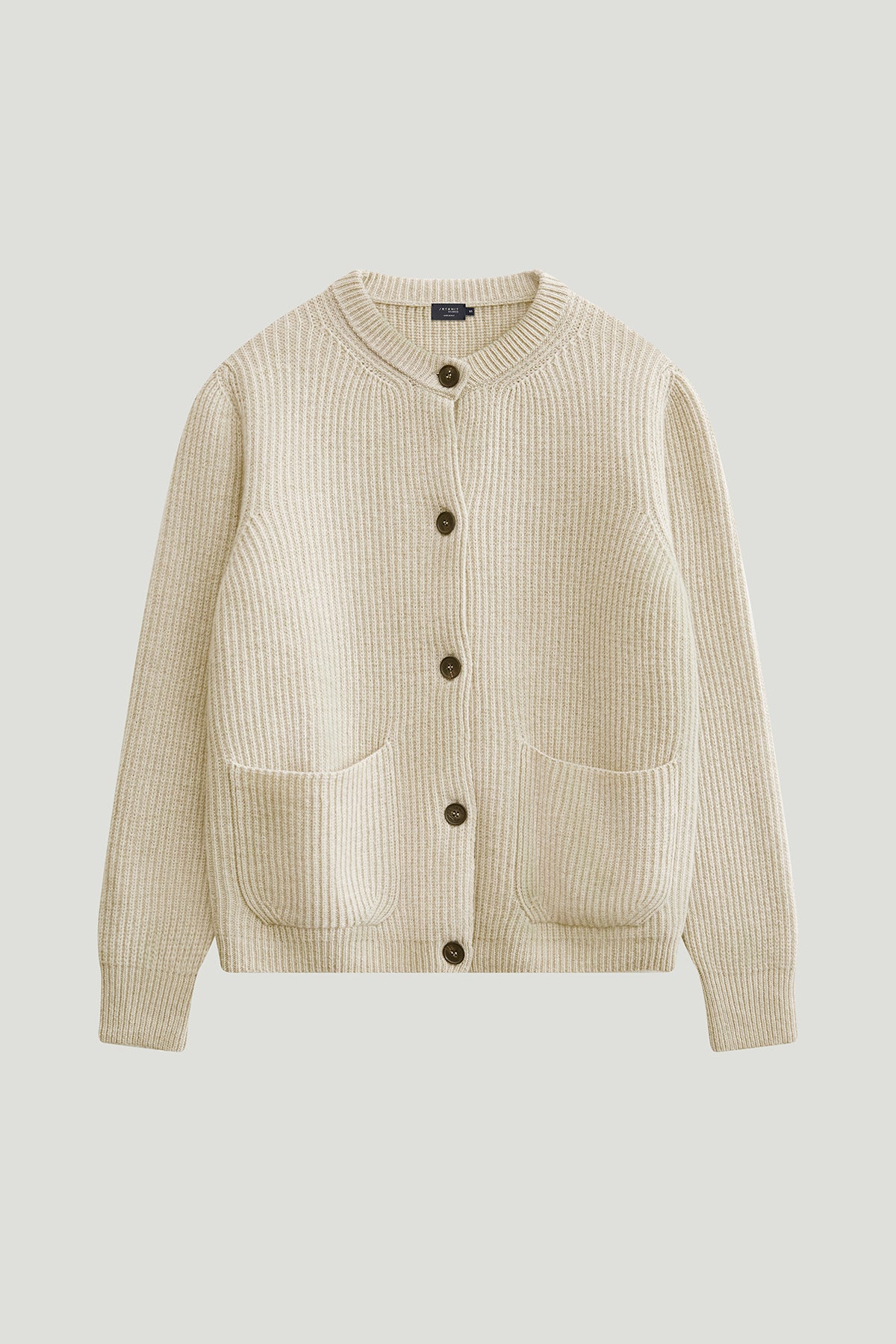Cardigan Girocollo in Lana Cardata
