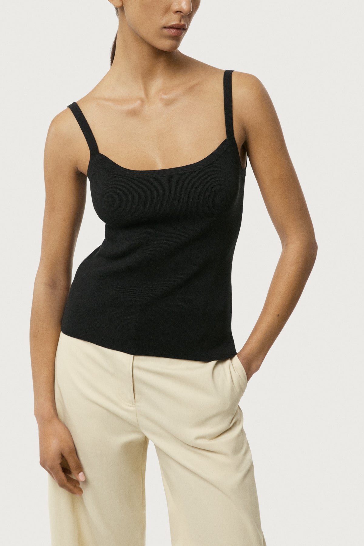 Top con Spalline Sottili in Cotone Organico