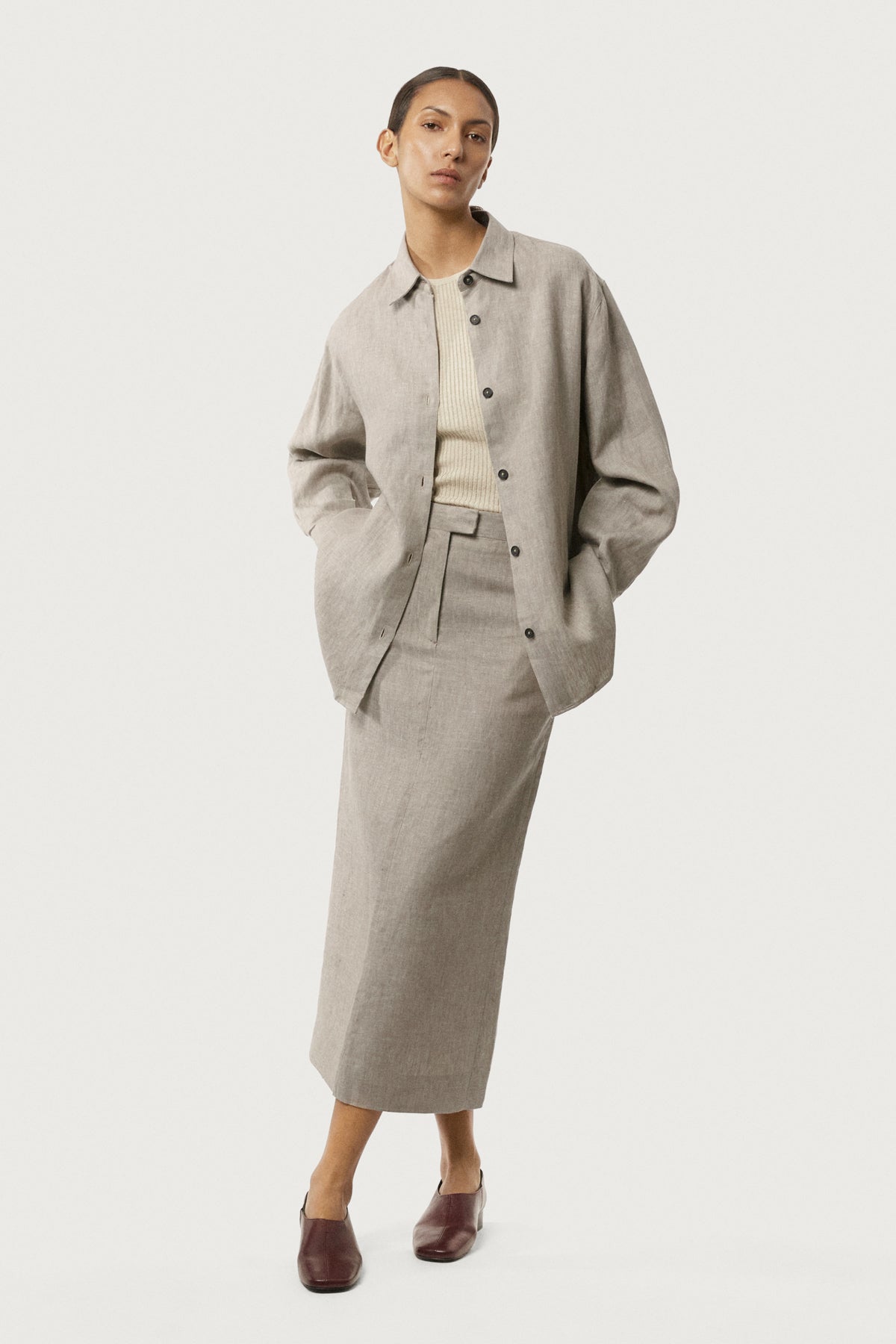 Relaxed Overshirt aus Leinentwill