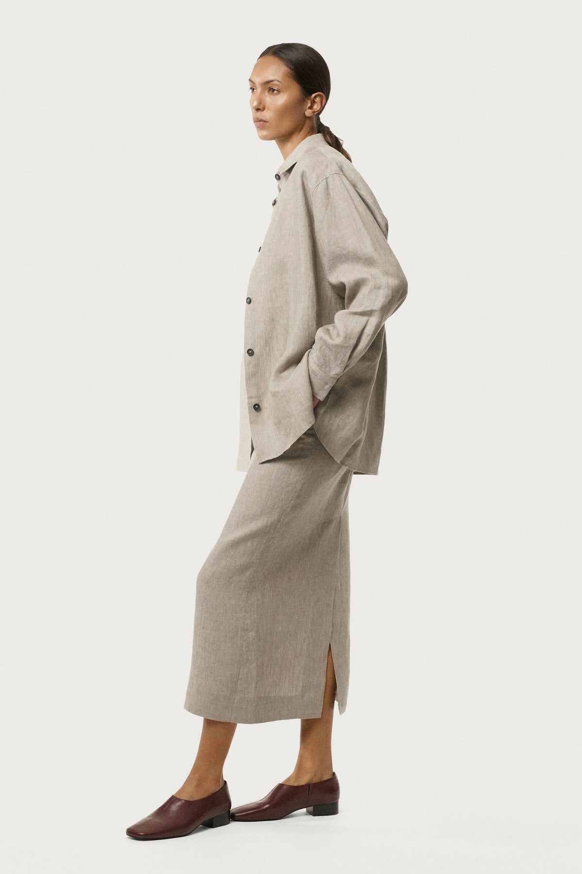 Relaxed Overshirt aus Leinentwill