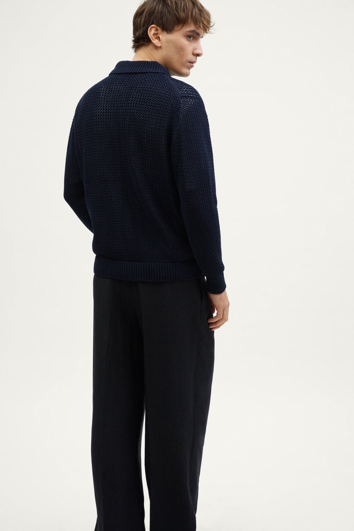 The Organic Cotton Open-Tricot Jacket  deep blue