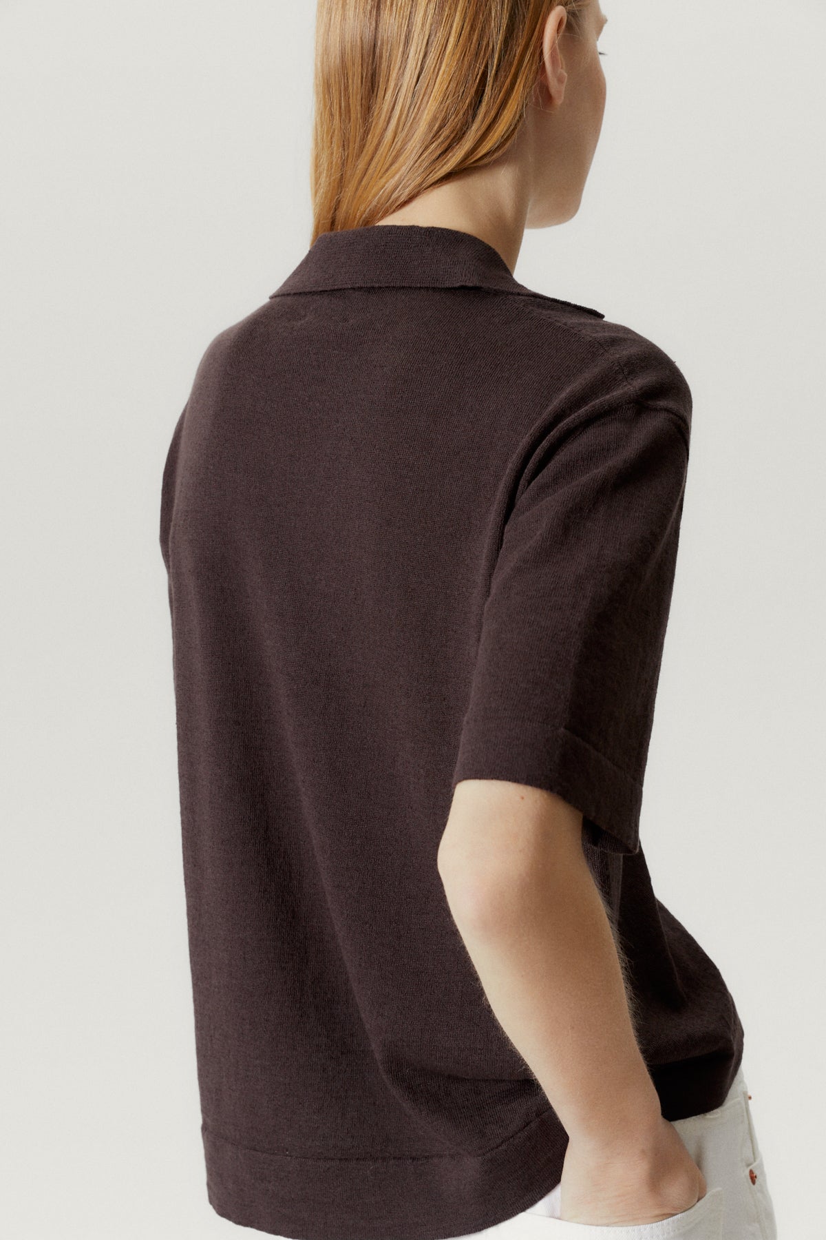 Boxy-Poloshirt aus Leinen/Baumwolle