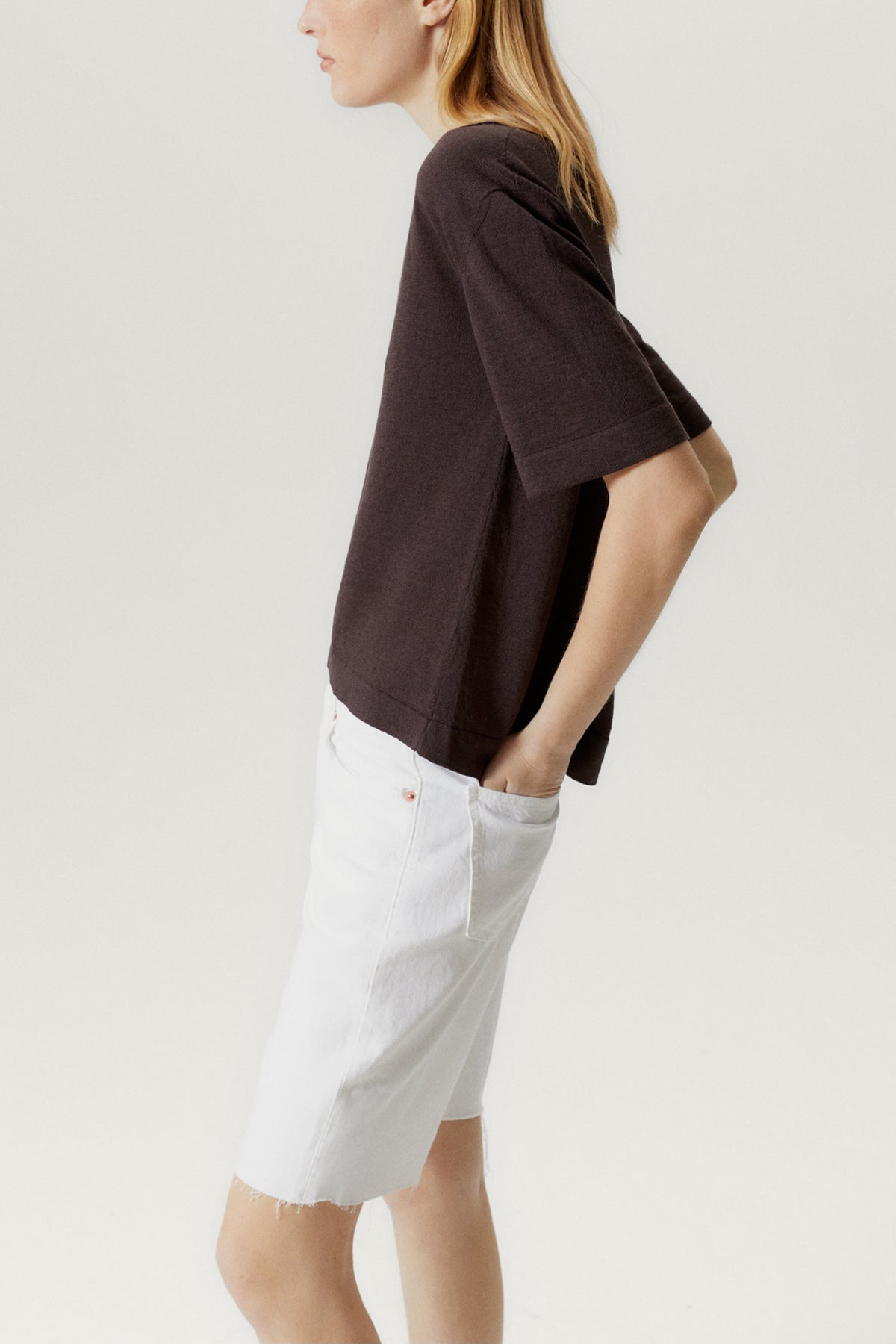 Boxy-Poloshirt aus Leinen/Baumwolle