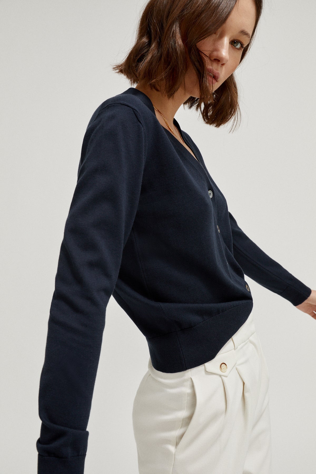 the organic cotton lightweight cardigan deep blue