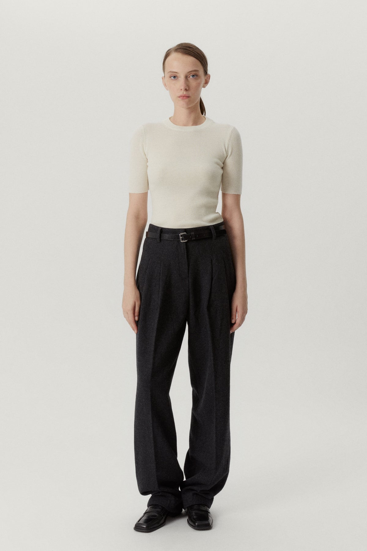 the ultrasoft wool ribbed t shirt natural white